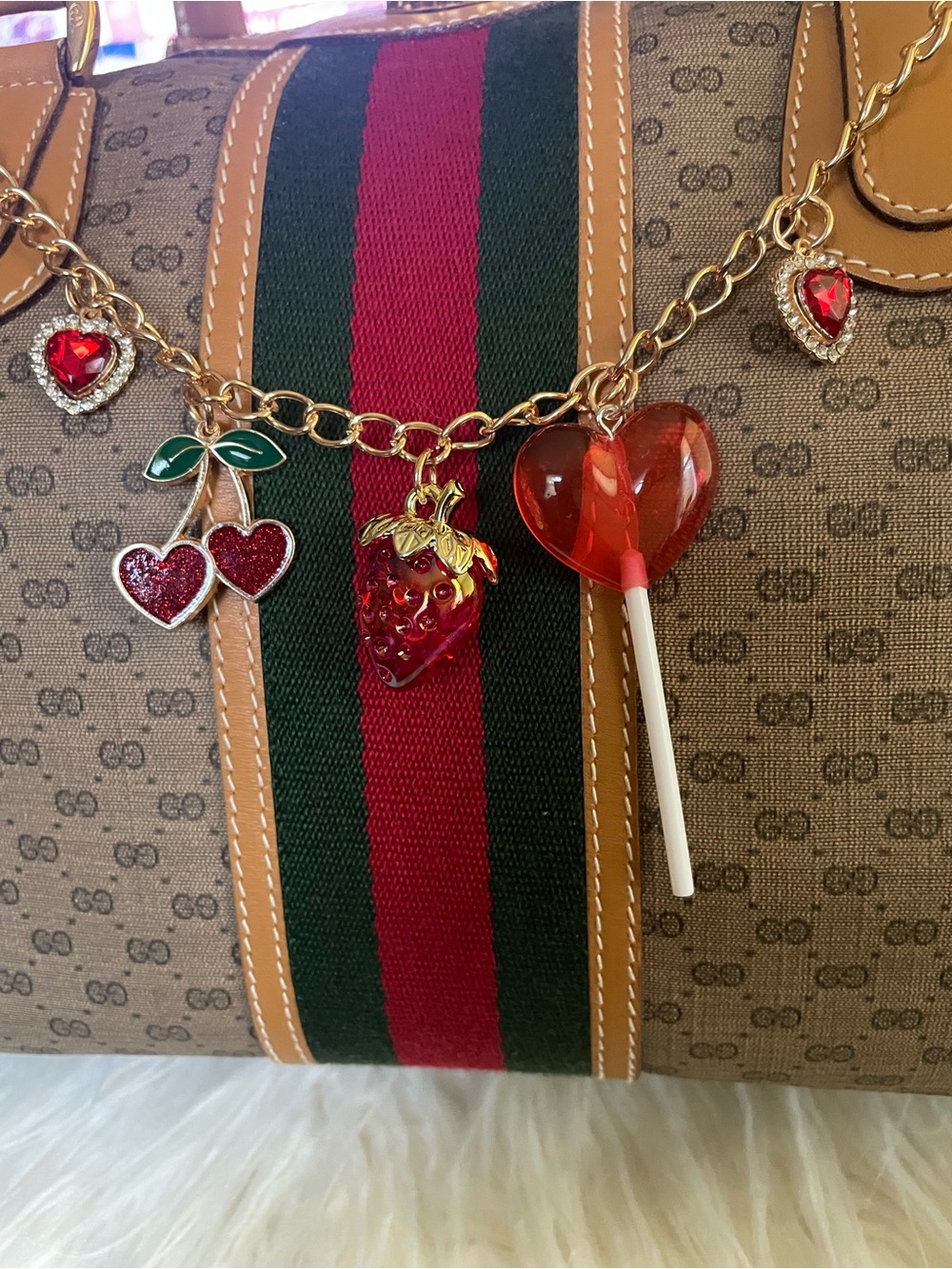 Bag Charm Sweet Heart Lollipop Strawberry Cherry